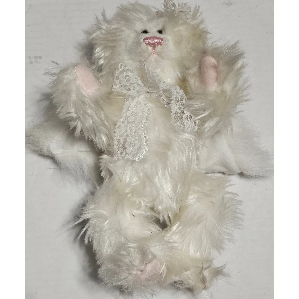 A&A Angel Teddy Bear Plush Jointed Stuffed Toy White W Wings Pink‎ Nose & Toes